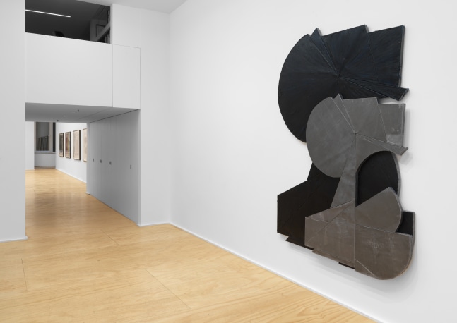 Installation view of Wyatt Kahn wall reliefs and works on paper