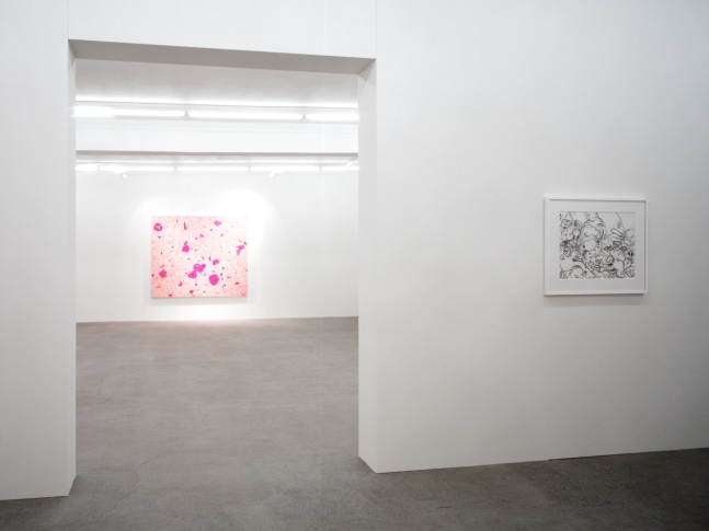 Installation view of Sue Williams painting exhibition