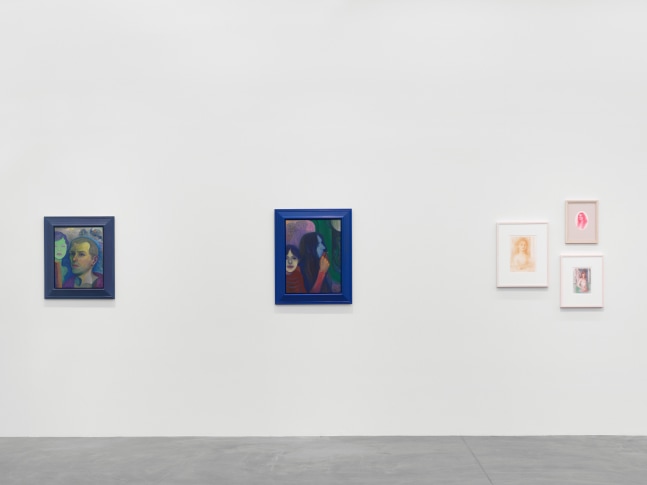 Installation view of Steven Shearer paintings, drawings, and printed works exhibition