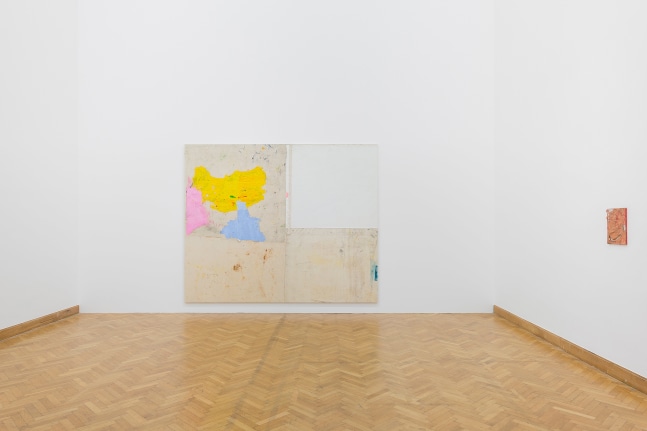 Installation view of paintings by Joe Bradley