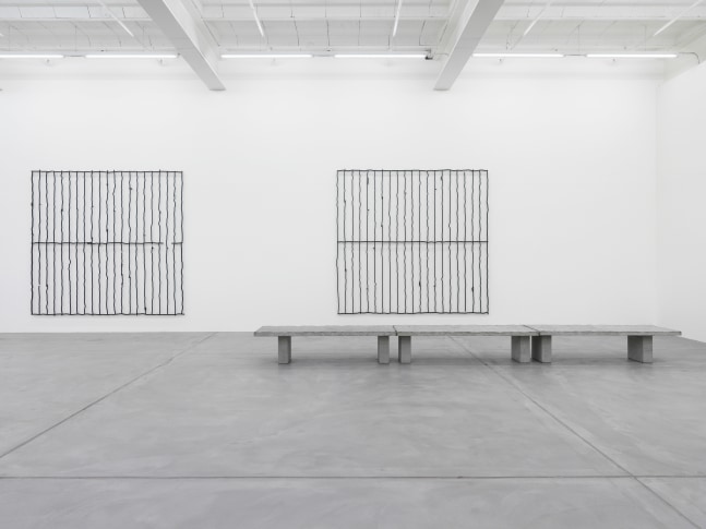 Installation view of Valentin Carron sculpture exhibition