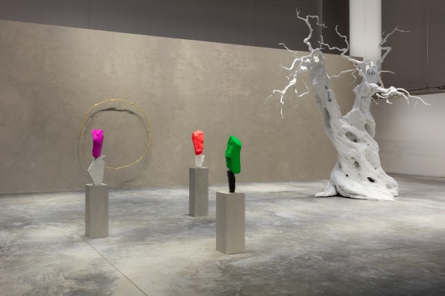 Installation view of sculptures by Ugo Rondinone