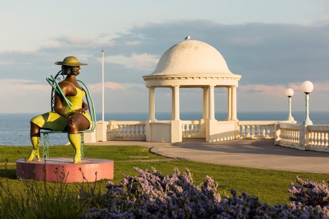 installation view of sculpture by Tschabalala Self