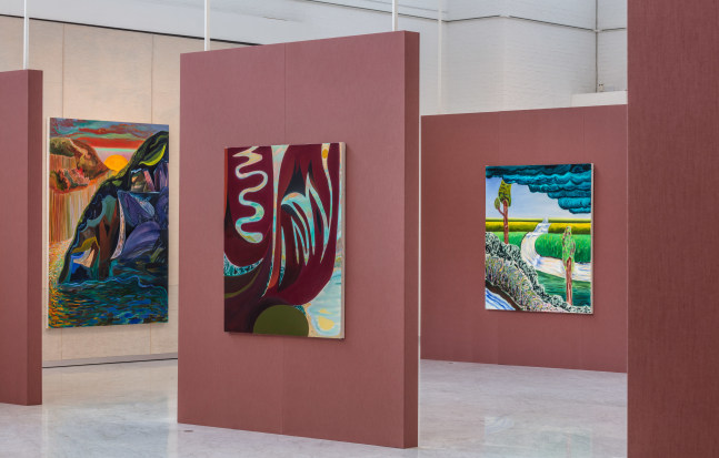 Installation view, Shara Hughes, Right This Way, K&amp;uuml;sten Museum of Modern Art, Aalborg, 2023
&amp;nbsp;