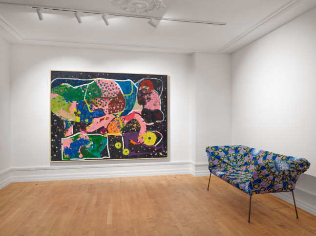 Installation view, Joe Bradley, Austin Eddy, Karen Kilimnik, Ugo Rondinone, Josh Smith, Franz West, Galerie Eva Presenhuber, Troisi&amp;egrave;me &amp;Eacute;tage, Waldmannstrasse, Zurich, 2025