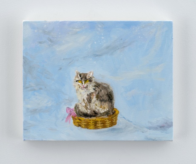 the cat sitting in its favorite basket out in the blizzard, the Himalaya

2020

Water soluble oil color on canvas

20.5 x 25.5 cm / 8 x 10 in

&amp;copy; Karen Kilimnik