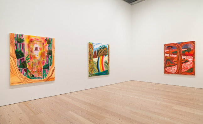 Installation view of Paintings by Shara Hughes