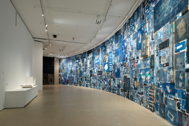 Installation view of a wall work by Walead Beshty