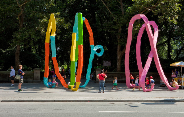 Installation view of sculptures by Franz West