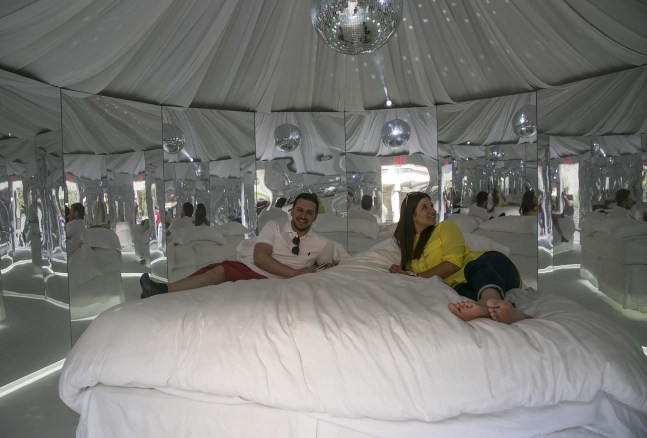 Installation view of living art installation by Doug Aitken