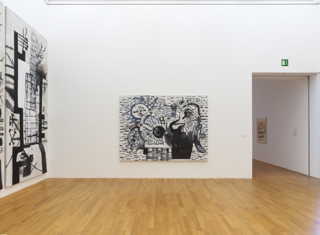 Installation view of paintings by Tobias Pils