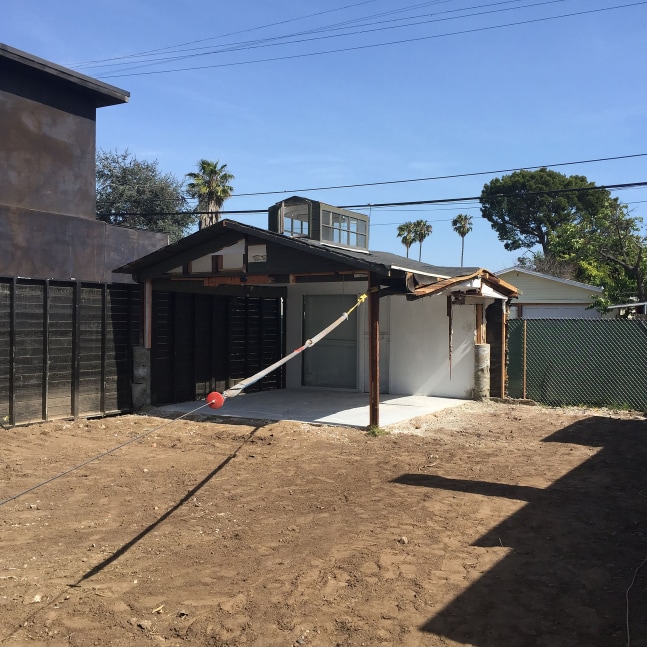 Installation view of sculpture by Oscar Tuazon