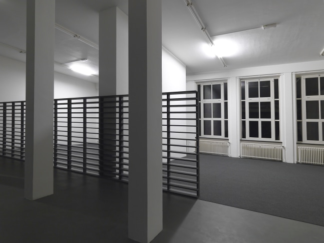 Installation view of sculptures by Liam Gillick