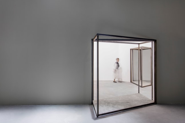 Installation view of sculpture by Oscar Tuazon