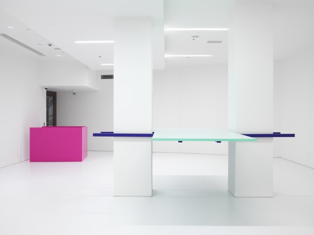 Installation view of wall works by Gerwald Rockenschaub