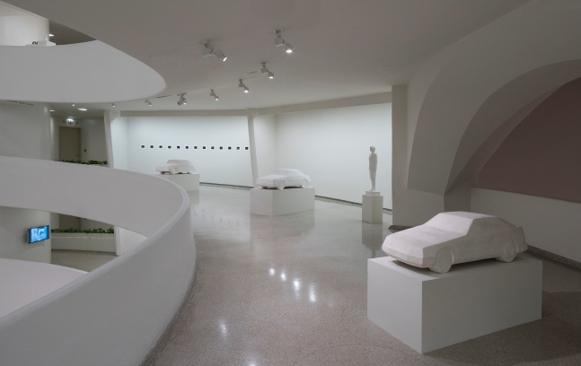 Installation view of sculptures by Peter Fischli and David Weiss