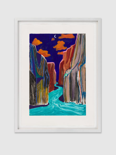 SO FAR TO GO 2 2019 Printed ink and mixed media on paper Image 71 x 51 cm / 28 x 20 in Frame 80.5 x 60 x 3.5 cm / 31 3/4 x 23 5/8 x 1 3/8 in