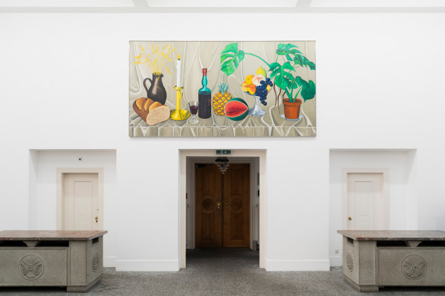 Installation view of sculptures and paintings by Jean-Frédéric Schnyder