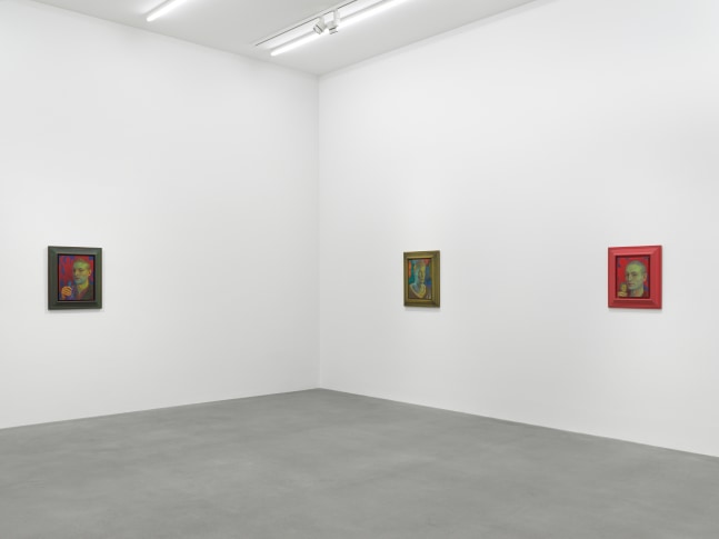Installation view of paintings by Steven Shearer