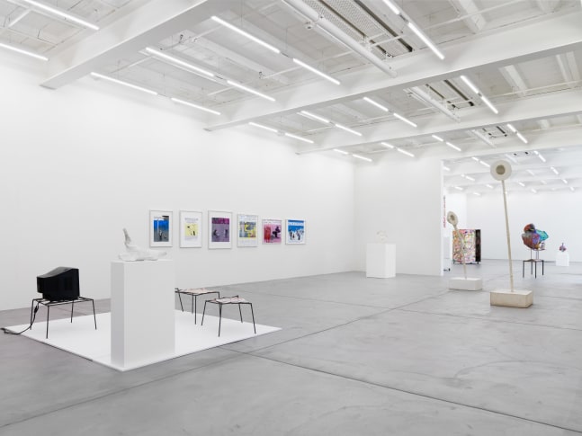 Installation view of Franz West sculptures and prints exhibition
