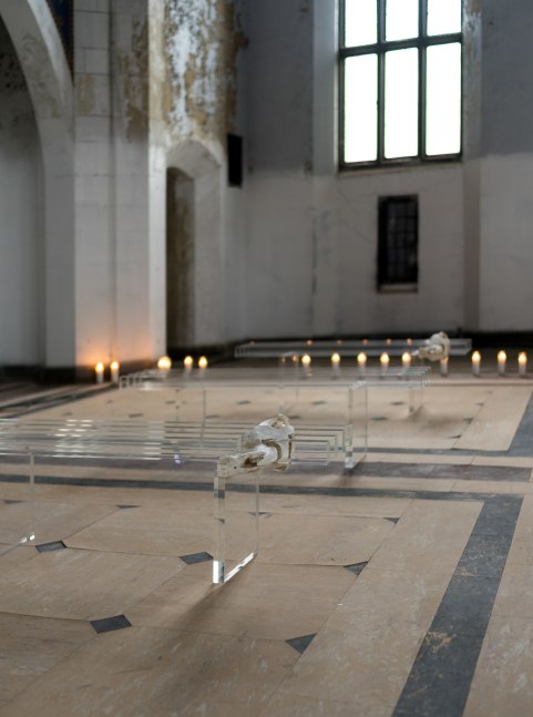 Installation view of sculptures by Matthew Angelo Harrison