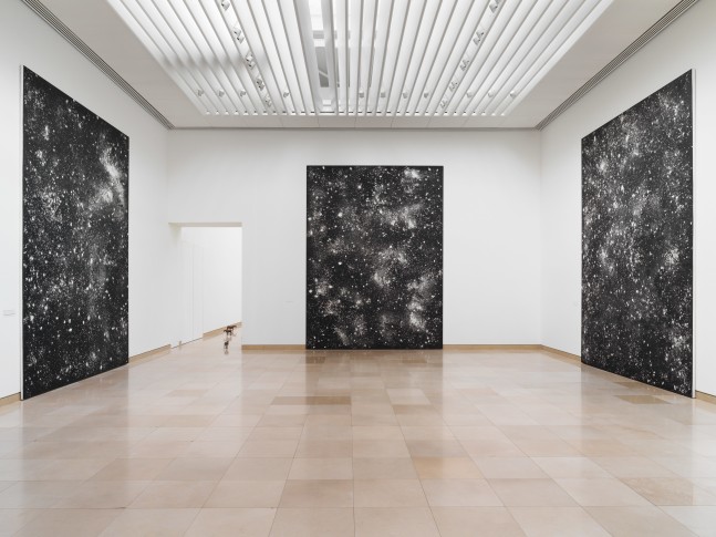 Installation view of paintings by Ugo Rondinone