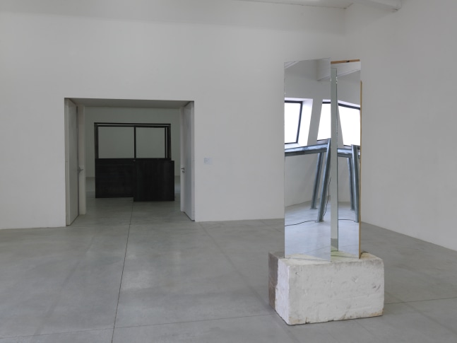 Installation view of sculptures by Oscar Tuazon