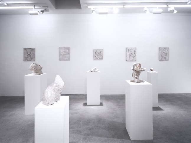 Installation view of Andrew Lord sculptures and reliefs exhibition