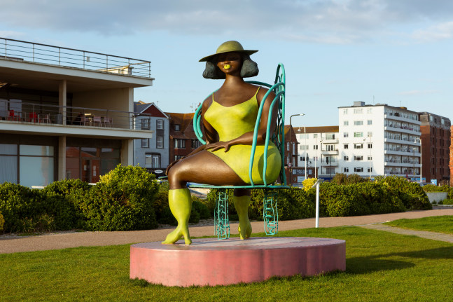 installation view of sculpture by Tschabalala Self