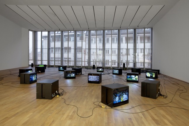 Installation view of video work by Douglas Gordon