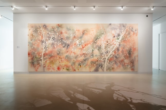 Installation view of painting by Sam Falls