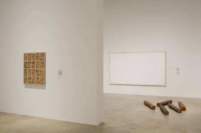 Installation view of paintings by Tim Rollins and K.O.S.