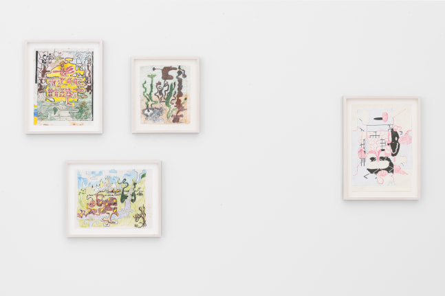 Installation view of paintings by Michael Williams