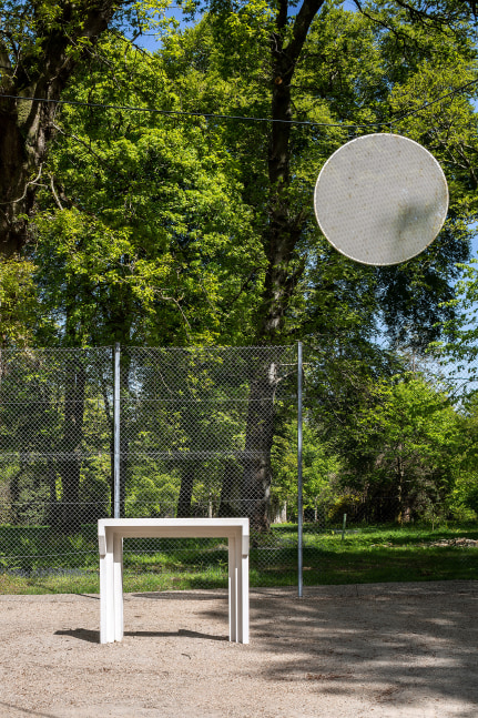 Installation view of outdoor sculpure by Martin Boyce
