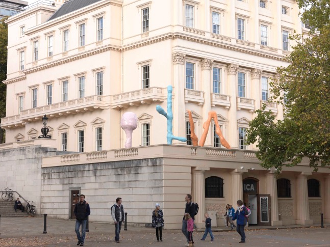Installation view of sculptures by Franz West