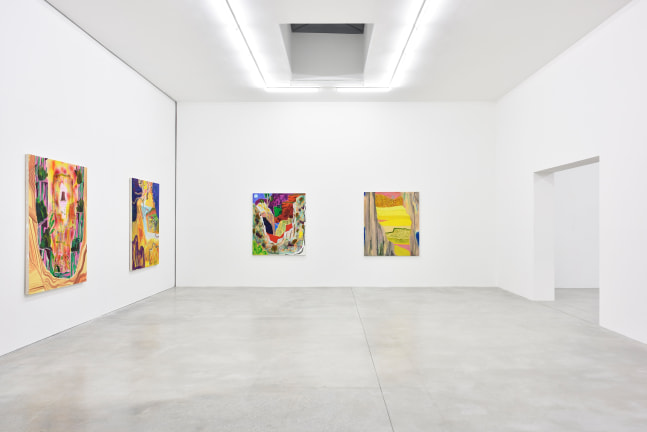 Installation view of Paintings by Shara Hughes