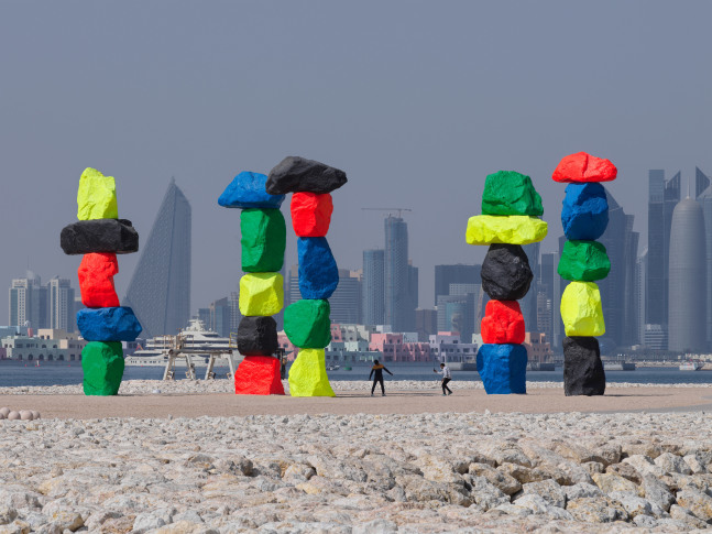 Installation view, Ugo Rondinone, Doha Mountains, Qatar Museum, Doha, Qatar, 2022