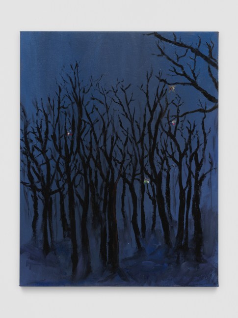 painting of a forest at night by Karen Kilimnik