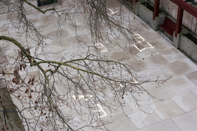 Installation view of outdoor sculpure by Martin Boyce