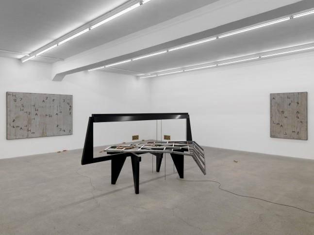 Installation view of Martin Boyce sculpture and photography exhibition