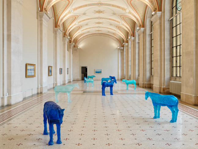 installation view of sculptures by Ugo Rondinone