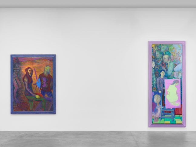 Installation view of Steven Shearer paintings, drawings, and printed works exhibition