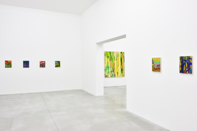 Installation view of Paintings by Shara Hughes