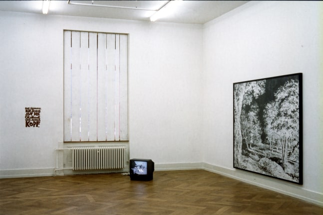 Installation view of paintings and wall works by Ugo Rondinone