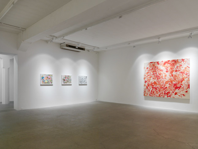 Installation view of Sue Williams painting exhibition