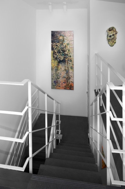 Installation view, Jean-Marie Appriou, Sam Falls, Shara Hughes, Galerie 75 Faubourg, Paris, 2021