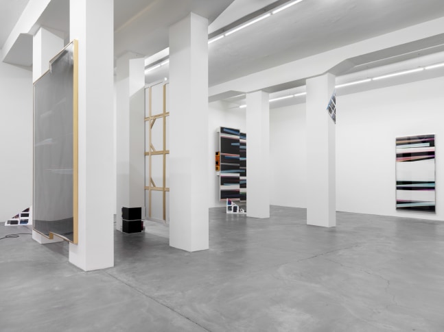 Installation view of Walead Beshty photography and sculpture exhibition