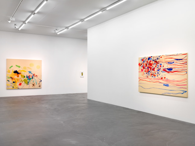 Installation view of Sue Williams painting exhibition