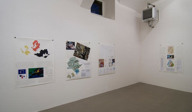 Installation view of works by Oscar Tuazon