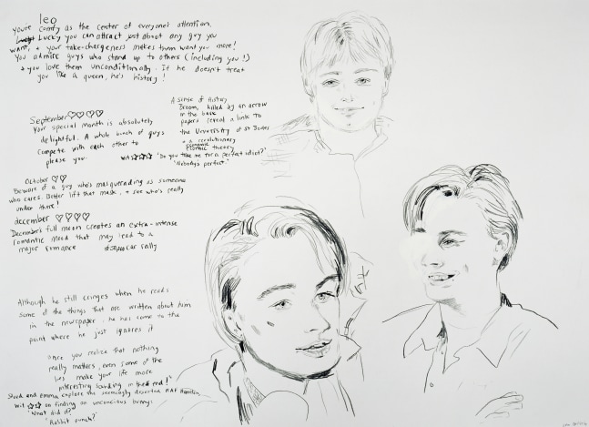 Drawing and text work by Karen Kilimnik